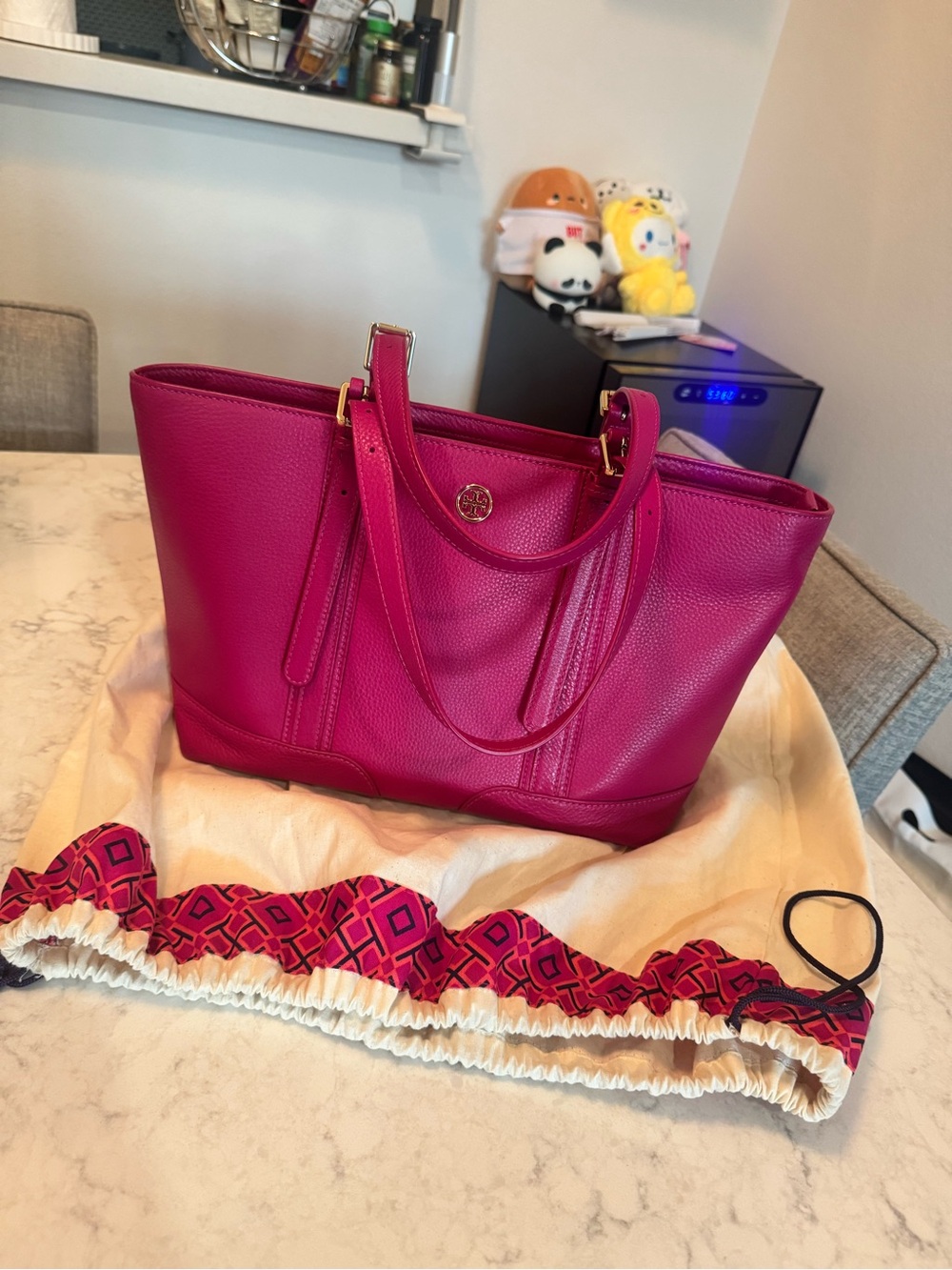 Tory Burch York Buckle Tote Fuchsia Pink Leather + Dust Bag